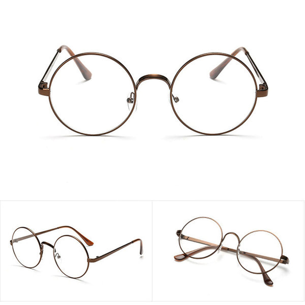 Chic Eyeglasses Retro Big Round Metal Frame Clear Lens Glasses Nerd Spectacles-448E