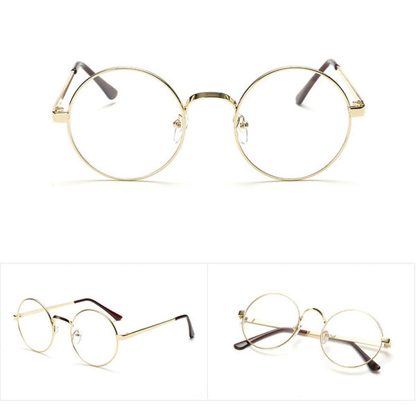 Chic Eyeglasses Retro Big Round Metal Frame Clear Lens Glasses Nerd Spectacles-448E