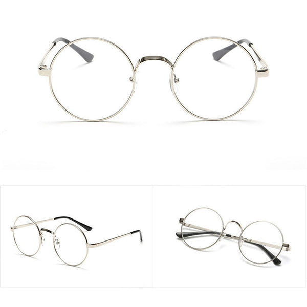 Chic Eyeglasses Retro Big Round Metal Frame Clear Lens Glasses Nerd Spectacles-448E