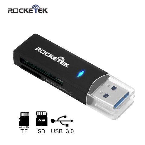 Rocketek USB 3.0 Memory Card Reader high quality 2 Slots Card Reader for SD,TF,micro SD, SDXC, SDHC free shipping