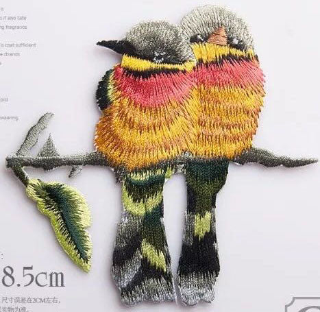 Birds Patch Embroidery Iron On Patches For Clothes Dresses DIY Accessory
