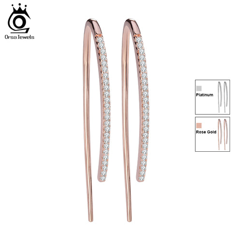 ORSA JEWELS 2017 New Eco-Friendly Beautiful Rose Gold Color Earrings for Women Micro Paved CZ Earring For Girls and Women OE121