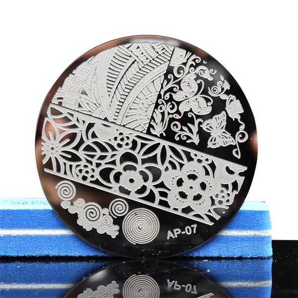 Ap Series Round Plates Nail Stencil Nail Art Image Plate Template Nail Disk Stamping Plates