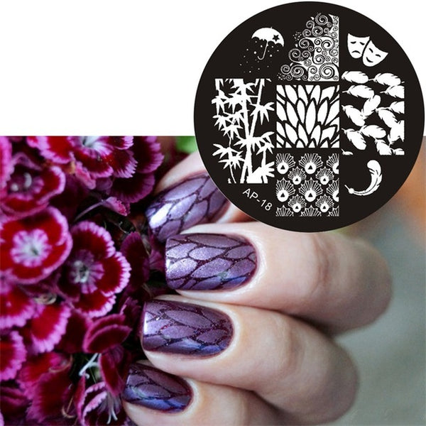 Ap Series Round Plates Nail Stencil Nail Art Image Plate Template Nail Disk Stamping Plates