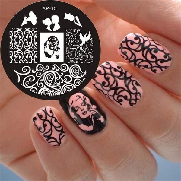 Ap Series Round Plates Nail Stencil Nail Art Image Plate Template Nail Disk Stamping Plates