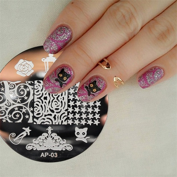 Ap Series Round Plates Nail Stencil Nail Art Image Plate Template Nail Disk Stamping Plates