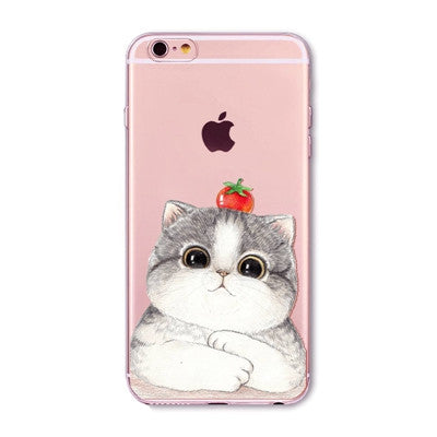 Cute Cats Phone Cases For iphone 6 6S 7 7PLUS 5 5S SE 6PLUS 6SPlus Funny Cat Animals Clear TPU Cover Coque For iphone 6 Case