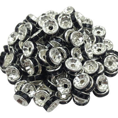 LNRRABC New! 5AAA+ Quality 50 piece/lot Cheap Handmade Rhinestone Loose Crystal alloy Rondelle Spacer Beads LIF