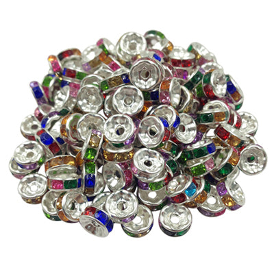 LNRRABC New! 5AAA+ Quality 50 piece/lot Cheap Handmade Rhinestone Loose Crystal alloy Rondelle Spacer Beads LIF