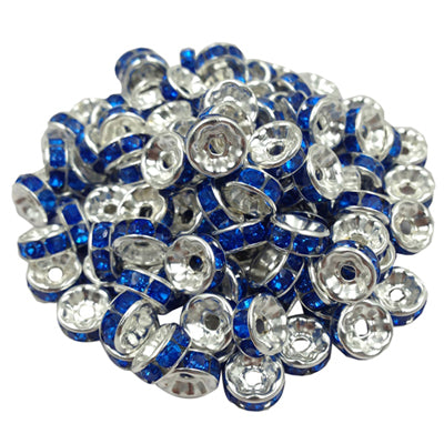 LNRRABC New! 5AAA+ Quality 50 piece/lot Cheap Handmade Rhinestone Loose Crystal alloy Rondelle Spacer Beads LIF