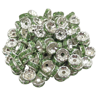 LNRRABC New! 5AAA+ Quality 50 piece/lot Cheap Handmade Rhinestone Loose Crystal alloy Rondelle Spacer Beads LIF