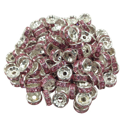 LNRRABC New! 5AAA+ Quality 50 piece/lot Cheap Handmade Rhinestone Loose Crystal alloy Rondelle Spacer Beads LIF