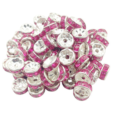 LNRRABC New! 5AAA+ Quality 50 piece/lot Cheap Handmade Rhinestone Loose Crystal alloy Rondelle Spacer Beads LIF