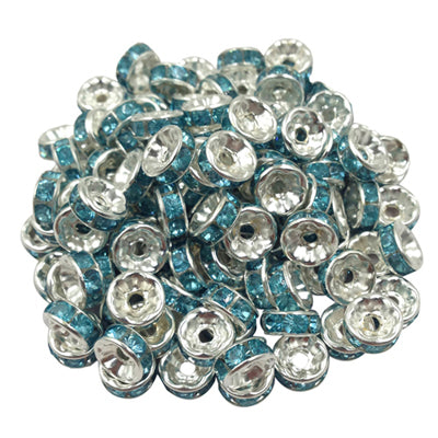 LNRRABC New! 5AAA+ Quality 50 piece/lot Cheap Handmade Rhinestone Loose Crystal alloy Rondelle Spacer Beads LIF