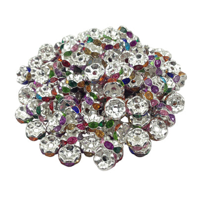 LNRRABC New! 5AAA+ Quality 50 piece/lot Cheap Handmade Rhinestone Loose Crystal alloy Rondelle Spacer Beads LIF