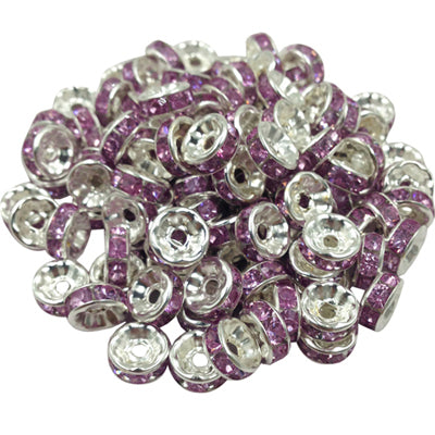 LNRRABC New! 5AAA+ Quality 50 piece/lot Cheap Handmade Rhinestone Loose Crystal alloy Rondelle Spacer Beads LIF