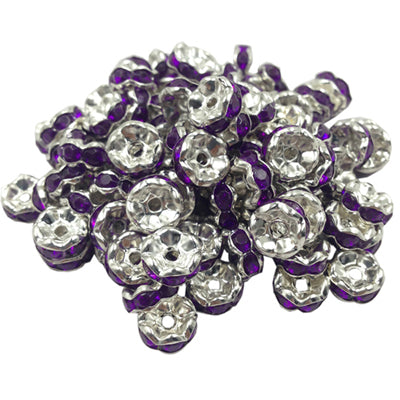 LNRRABC New! 5AAA+ Quality 50 piece/lot Cheap Handmade Rhinestone Loose Crystal alloy Rondelle Spacer Beads LIF