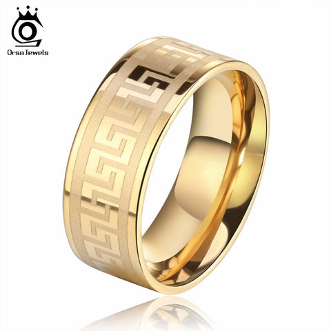 ORSA JEWELS Lead & Nickel Free 3 Color  Wedding Bands Male Ring Stainless Steel Men's Jewelry for Party Wholesale GTR21