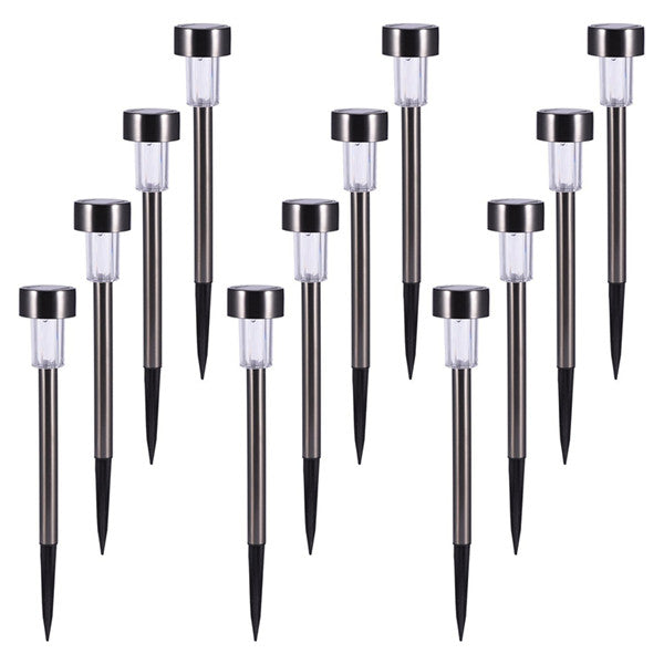 12 pack Stainless Steel Solar Path Light Led Pathway Landscape Spot lights For Outdoor Yard Deck Driveway Garden