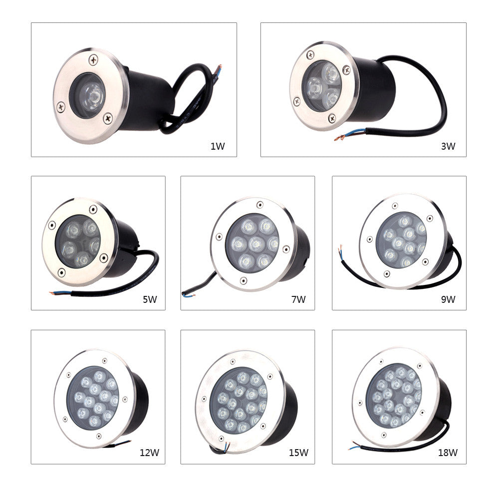 Wholesale LED Underground Light 1W 3W 5W 6W 7W 9W 12W Waterproof 110-240V LED Deck inground outdoor Garden Lights landscape lamp