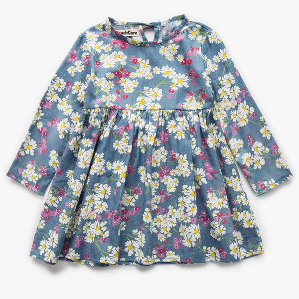 Cute Floral Printed Baby Girls Dresses Spring Autumn Long Sleeve Bow Princess Dress Casual Costume Kids Clothes Tutu Vestidos