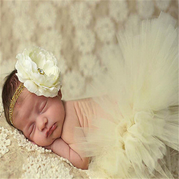 Free Shipping Newborn Photography Props Infant Costume Outfit Princess Skirt Handmade Crochet Beaded Cap Headband Baby Girl Dres
