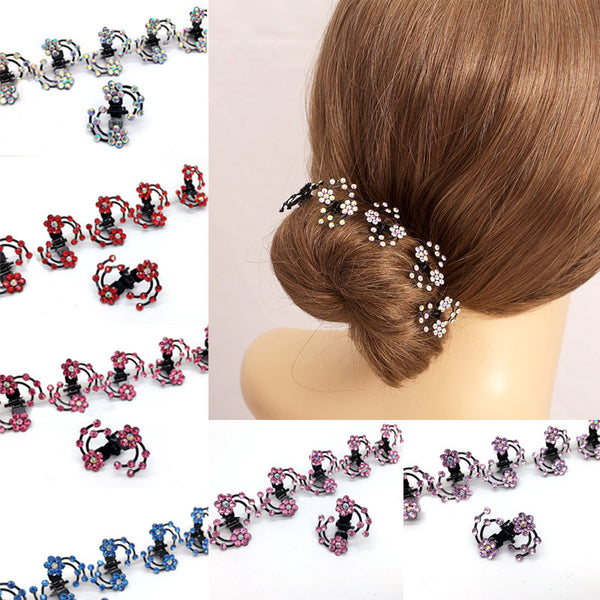 LNRRABC  6 Pcs/Set Rhinestone Flower Hair Clips Clamp Women Lady Hair Claws Bridal Jewelry Hair Accessories Barrettes Hairpin