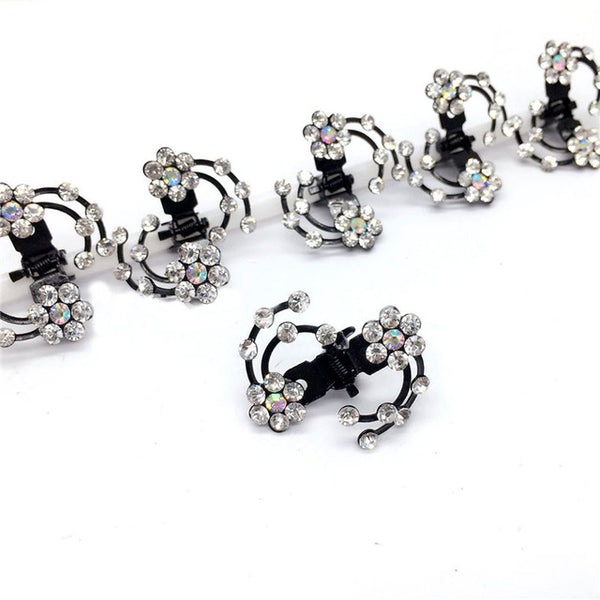 LNRRABC  6 Pcs/Set Rhinestone Flower Hair Clips Clamp Women Lady Hair Claws Bridal Jewelry Hair Accessories Barrettes Hairpin