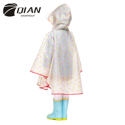QIAN RAINPROOF Impermeable Children Raincoat Plastic Transparent EVA Rain Coat Waterproof Kids Rainwear Rain Gear Poncho