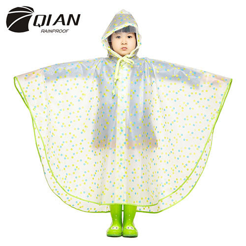 QIAN RAINPROOF Impermeable Children Raincoat Plastic Transparent EVA Rain Coat Waterproof Kids Rainwear Rain Gear Poncho