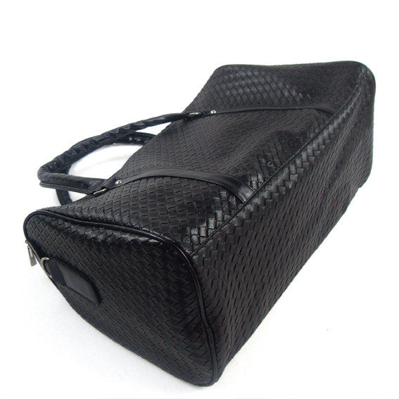2017 Fashion Lattice Black Leather Travel Bags for Women Waterproof Luggage Bags Mens Duffle Bag bolso viaje sac de voyage L471