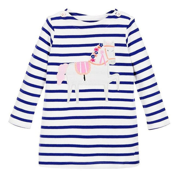 Girls Dresses Long Sleeve 2017 Spring Brand Kids Dress for Girls Clothes Robe Enfant Striped Animal Print Costumes for Children