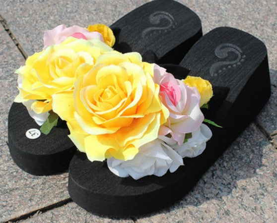 summer women flip flops mules clogs wedge flower sandals garden shoes handmade pearl slippers jelly color hawaiian beach sandals