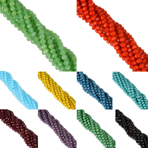 LNRRABC AA+ Quality 6MM 100piece/lot Candy Color Round Faceted Glass String Beads Crystal Rondelles White/Black/Red/Green/Yello