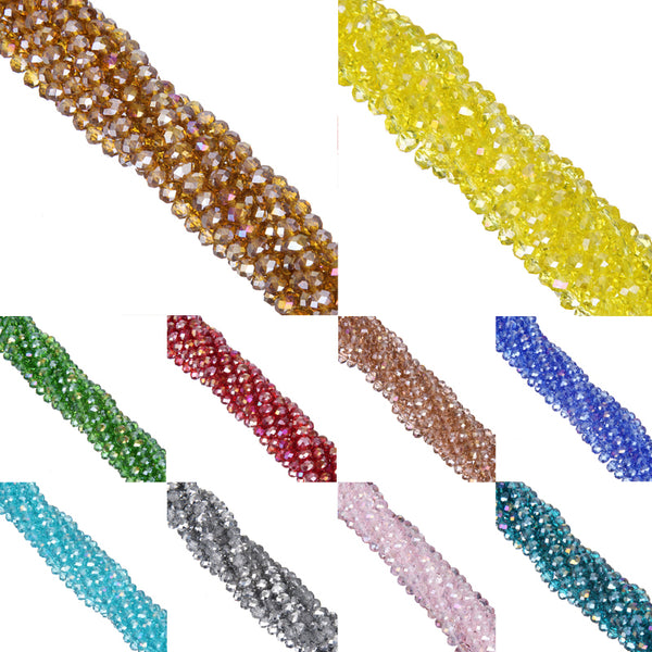 LNRRABC New! AB Color 6MM 100piece/lot Rondelle Glass Crystal Stand Beads Free Shipping Wholesale