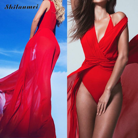 Beach Dress Tunic Red Bohemia largo Bathing Suit Women Femme Summer Swimwear Cover Ups White Long Maxi Vestidos de playa 2017