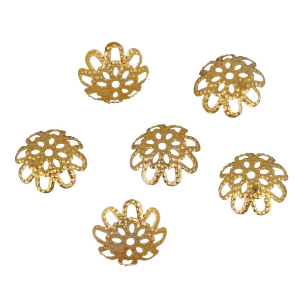 New 10mm 100 pcs/lot DIY Golden Silvery Hollow Flower Metal Charms Bead Caps For Jewelry Making