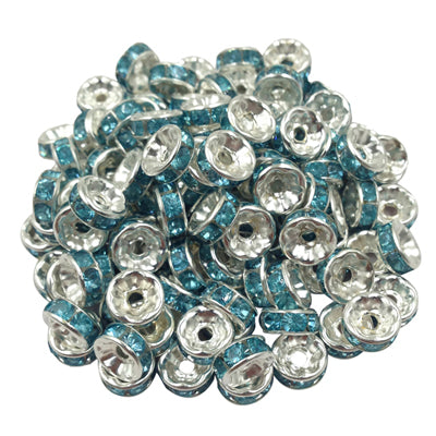 LNRRABC 50pcs 8mm DIY Siver Alloy Round Acrylic Crystal Spacer Loose Beads For Necklace Bracelet Metal Beads Charms Jewelry