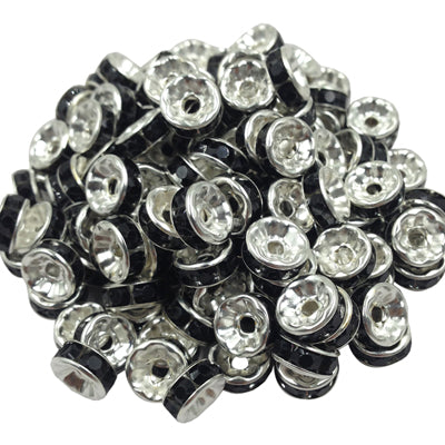 LNRRABC 50pcs 8mm DIY Siver Alloy Round Acrylic Crystal Spacer Loose Beads For Necklace Bracelet Metal Beads Charms Jewelry