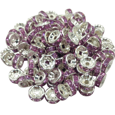 LNRRABC 50pcs 8mm DIY Siver Alloy Round Acrylic Crystal Spacer Loose Beads For Necklace Bracelet Metal Beads Charms Jewelry