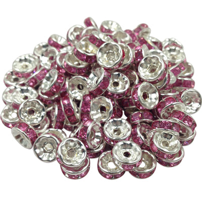 LNRRABC 50pcs 8mm DIY Siver Alloy Round Acrylic Crystal Spacer Loose Beads For Necklace Bracelet Metal Beads Charms Jewelry