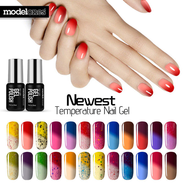 Modelones 7ML Thermal Temperature Change Color Nail Gel Polish Soak Off UV Chameleon Gel Polish Led Nail Polish Hot Yellow Gel