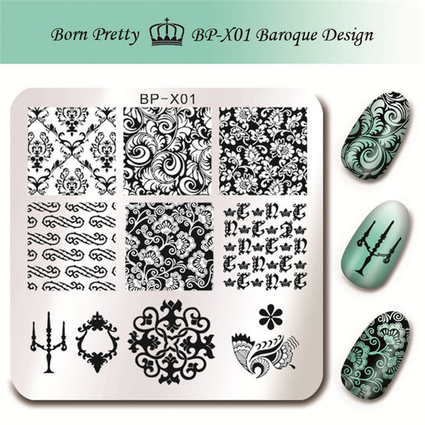 BORN PRETTY 6*6cm Square Nail Stamping Plates Lace Flower Animal Pattern Nail Art Stamp Stamping Template Image Plate Stencils