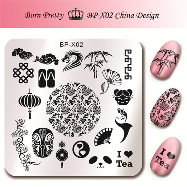 BORN PRETTY 6*6cm Square Nail Stamping Plates Lace Flower Animal Pattern Nail Art Stamp Stamping Template Image Plate Stencils