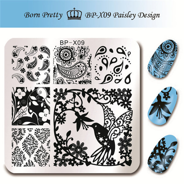 BORN PRETTY 6*6cm Square Nail Stamping Plates Lace Flower Animal Pattern Nail Art Stamp Stamping Template Image Plate Stencils