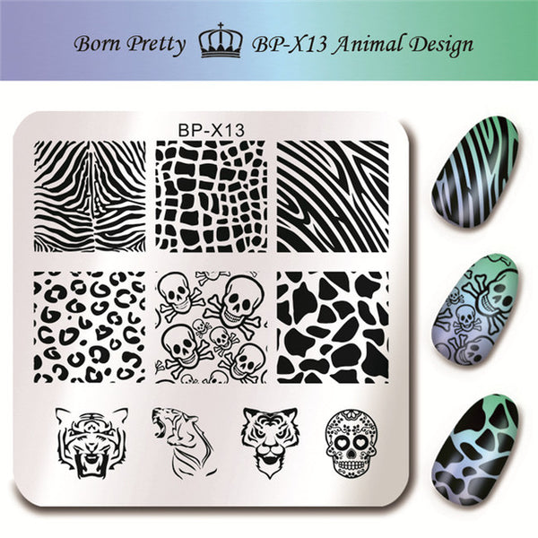 BORN PRETTY 6*6cm Square Nail Stamping Plates Lace Flower Animal Pattern Nail Art Stamp Stamping Template Image Plate Stencils