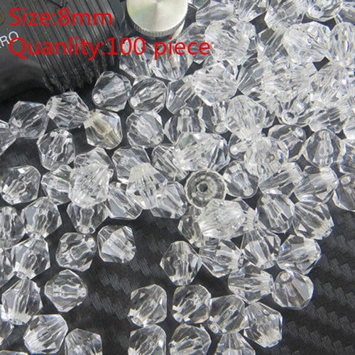 LNRRABC 4/6/8/10MM DIY Transparent Mix/White Rondelle Loose Spacer Round Acrylic Beads Bicone Faceted Bead Jewelry Making