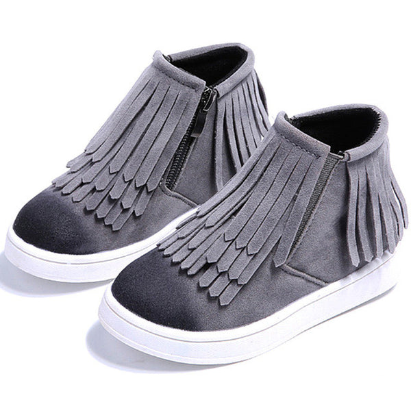 Fringe Girls Boots Fur Thick Warm Children's Shoes 2017 New Shoes For Boys Top Quality Baby Cotton Zip Kids Snow Boots Winter