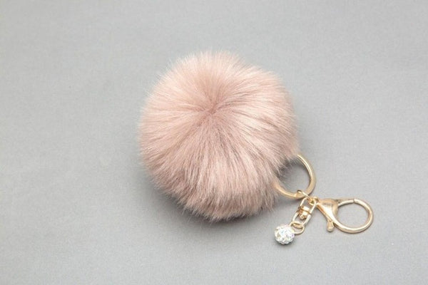 8CM Rabbit Fur Fluffy Pompom Ball Handbag Car Pendant Key Chain Keyring