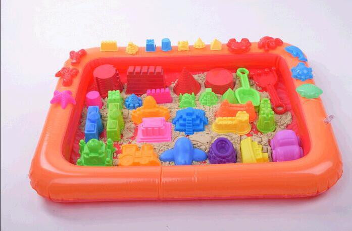 Inflatable Sand Tray Castle Sand Mold Plastic Mobile Table Multi-function Children Kids Indoor Play Sand Clay Color Mud Toys